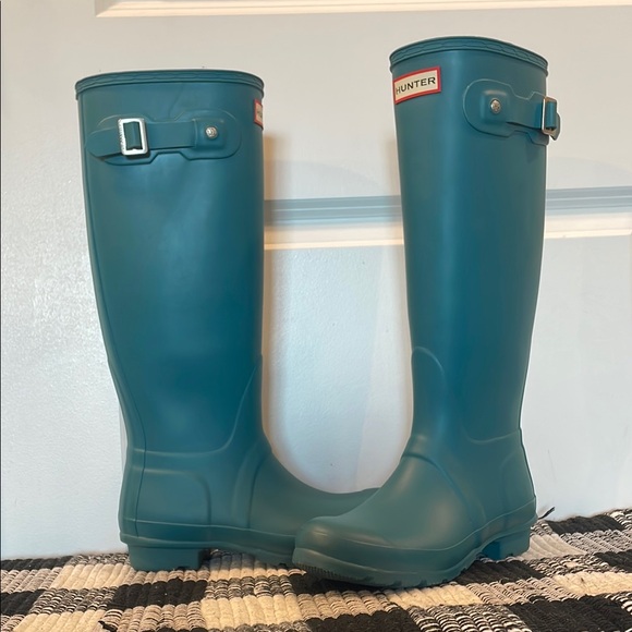 Hunter Classic Knee High Bright Teal Boots, women’s 6 - Picture 2 of 9